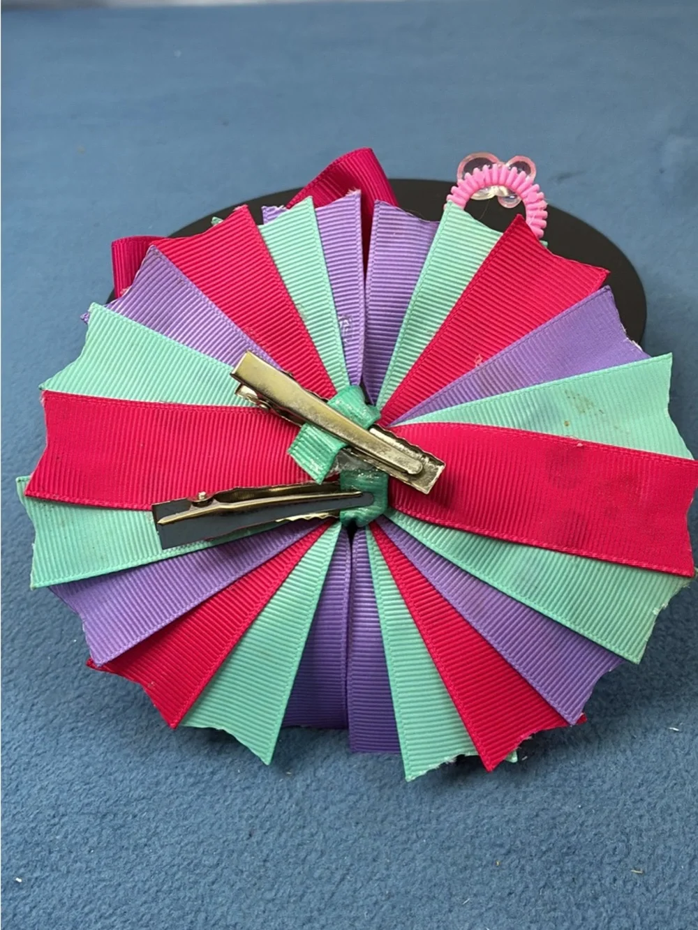 Kids Bubble-Themed Hair Bow Clip - Mint, Purple & Pink